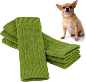 benvärmare benskydd hund hundar hundbenskydd bandage sår kalla ben stickade gröna 4pack mossgrön polyster spandex