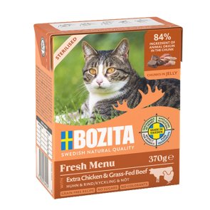 Bozita Katt Sterilised Bitar i Gelé KycklNötkött 370 g kattfoder våtfoder chicken beef kattmat svenskt