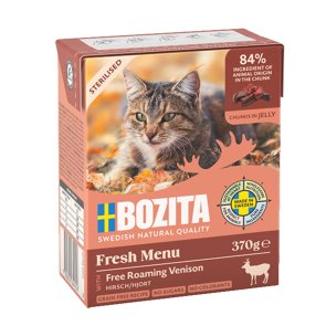 Bozita Katt Sterilised Tetra Bitar i Gelé Hjort 370 g kattfoder våtfoder hjort venison kattmat svenskt