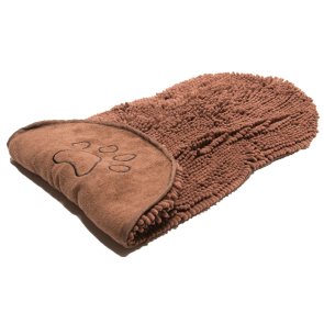 Dirty Dog Shammy Handduk Brun 33 x 79 cm hundhandduk med fickor handtag handduk hund rya