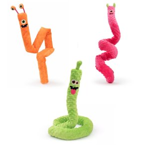 Dog Comets Invaders XXL 150 cm hundleksak lång plysch pip prasslande alien orm rosa orange grön