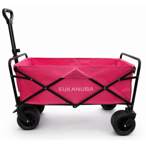 Eukanuba vikbar skrinda rosa svart 58x90 cm vagn transport tyg metall med hjul och handtag