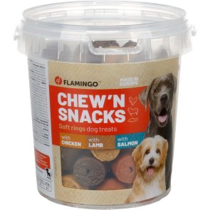 Flamingo Chew'n Snack Ring Chicken, lamb & salmon 450g hundgodis ringar