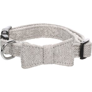 Flamingo Hundhalsband Nelson med fluga ljusgrå halsband hund fluga rosett nylon stilrent somrigt