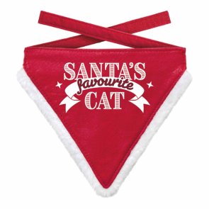 Flamingo Julbandana Xmas Santa's Favorite Cat Röd xmas cat bandana scarf halsband kardborre