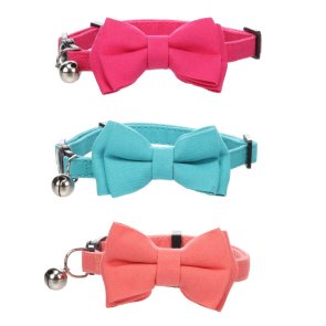 Flamingo Katthalsband med fluga Lomi 20-35 cm halsband katt bow tie cerise blå laxrosa nylon