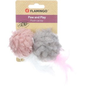 Flamingo Kattleksak 2-pack Gripi Boll Mix fluff boll plysch svans
