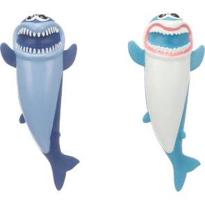 Flamingo Latexhaj Sharo 29 cm, blandade färger hundleksak haj blå