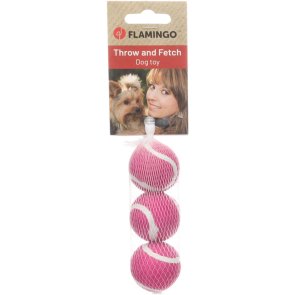 flamingo pink tennis ball toy smash hundleksak tennisboll hundboll rosa 3pack