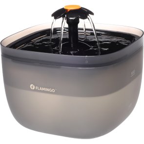 Flamingo Vattenfontän Flowie Square 2 liter kattfontän hundfontän svart dricksfontän blomma plast snygg inredning tyst pump