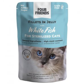 Four Friends White Fish Filets in Jelly Sterilized Cats Pouch