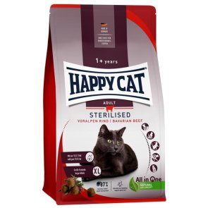 Happy Cat Adult Sterilised Nötkött kattfoder torrfoder katt kastrerad beef viktkontroll mättande smakligt XL hårbollskontroll