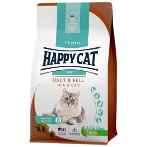 happy cat care sensitive skin coat kattfoder hud päls torrfoder