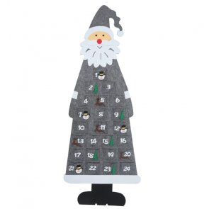 Julkalender filt grå tomte 115x45cm