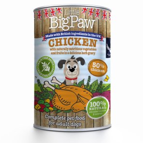 hundfoder hundmat blötmat våtfoder hund spannmålsfritt naturligt grönsaker kyckling vitaminer mineraler komplett little big paw