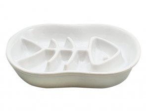 Antislukskål keramik fiskben 0,5 liter, vit