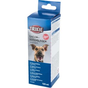 Trixie Bacon bubbles, 120 ml såpbubblor baconsmak hundlek aktivering hundleksak leka hoppa jaga naturlig instinkt