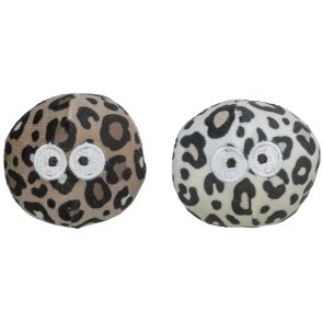 Trixie Bollar Leo m kattmynta, 5,5 cm, 2-pack kattleksak leopardmönster roliga beige brun