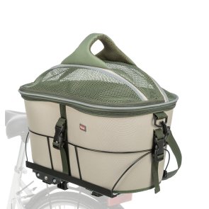 Trixie Cykelkorg bak, 33 × 40 × 46 cm, olivgrön beige mjuk polyester nät hundbur cykelbur