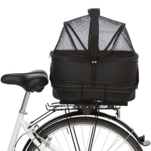 Trixie Cykelkorg för pakethållare, svart med nät, 29×42x48 cm bak hundbur kattbur transport