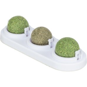 kattmynta matatabi catnip trixie kattleksak kattbollar lekbollar katt stimulerande självhäftande hållare för jämna ytor 3 bollar