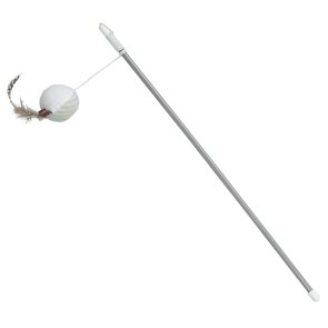 kattleksak kattvippa kattspö med boll och fjädrar plast plysch 46 cm kattmynta rolig för katter lek jakt trixie