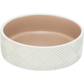 Trixie Keramisk skål med mönster, vit beige relief tre storlekar hundskål kattskål matskål vattenskål keramikskål