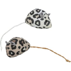Trixie Möss Leo m kattmynta, 5 cm, 2-pack kattleksak leopardmönster beige brun