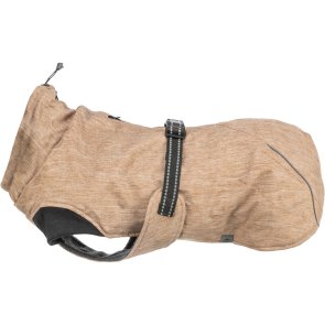 trixie riom hundtäcke sand beige vintertäcke hund fleecefoder vindtätt hundtäcke seleöppning hundjacka sandfärg flera storlekar