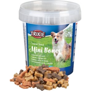 hundgodis ben soft snack trainer mini bones trixie inget tillsatt socker tillverkade i eu plasthink hundar valpar oxkött lamm få