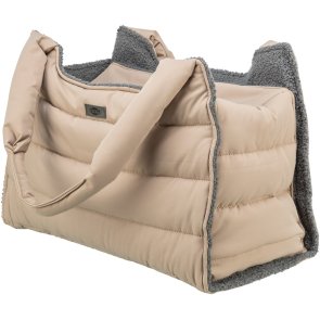 Trixie Transportväska Gina, 42 × 22 × 58 cm, blush beige grå bärväska åkpåse hund katt koppel teddyfoder tygväska hundväska katt