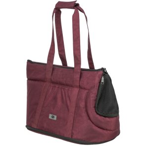 Trixie Transportväska Riva, 26 × 30 × 45 cm, sangria vinröd röd svart bärväska hundväska kattväska transport transportbag smidig