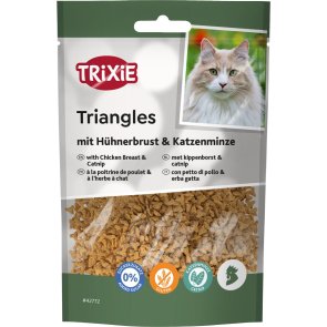 Trixie Trianglar med kycklingbröst & kattmynta, 50 g kattgodis kyckling catnip glutenfria sockerfria