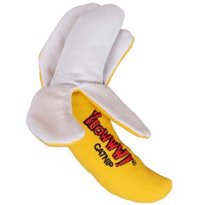 Yeowww! Chicata Skalad Banan 18 cm peeled catnip äkta ekologisk kattmynta banana kattleksak gul prasselmaterial