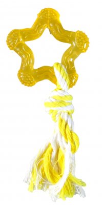 Zoom bild av Tuggstjärna med rep Tpr Star With Rope 8Cm Assortment osorterade färger
