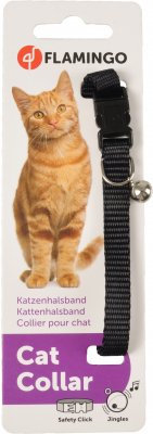 Zoom bild av Katthalsband med bjällra Ziggi, svart