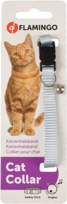 Zoom bild av Katthalsband med bjällra Ziggi, isblå