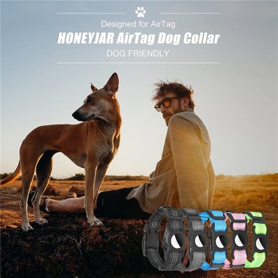 Zoom bild av Airtag Hundhalsband justerbart Svart