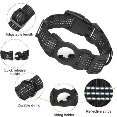 Zoom bild av Airtag Hundhalsband justerbart Svart