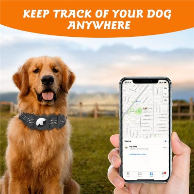 Zoom bild av Airtag Hundhalsband justerbart Svart