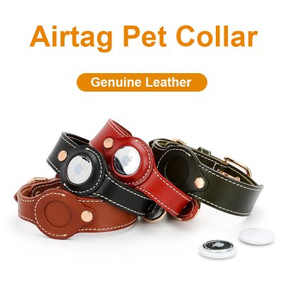 Zoom bild av Airtag Hundhalsband Läder Brun, två storlekar