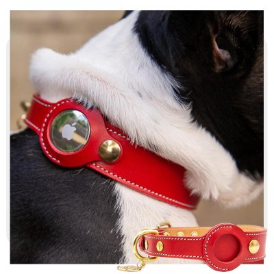 Zoom bild av Airtag Hundhalsband Läder Brun, två storlekar