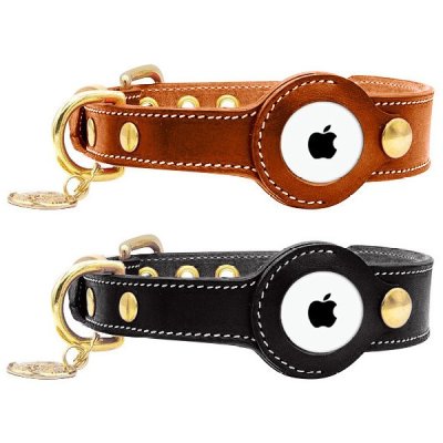 Zoom bild av Airtag Hundhalsband Läder Svart, tre storlekar