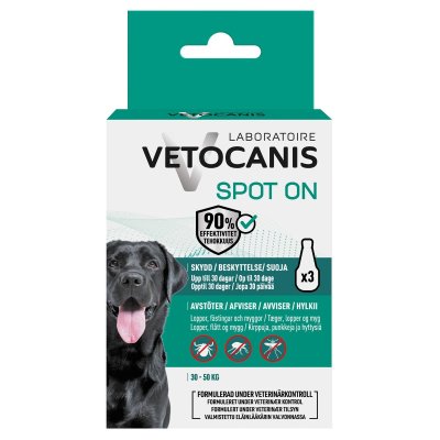 Zoom bild av Anti-parasit Spot on Hund Vetocanis small medium large fästingmedel ohyra hund fästing loppor mygg