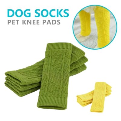 Zoom bild av benvärmare benskydd hund hundar hundbenskydd bandage sår kalla ben stickade gröna 4pack mossgrön polyster spandex