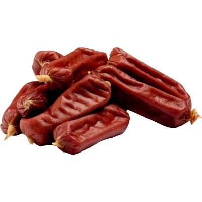 Zoom bild av hundgodis hundkorv kyckling