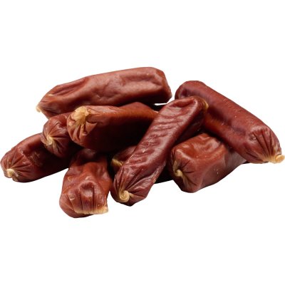 Zoom bild av hundgodis hundkorv anka