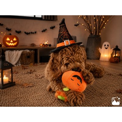 Zoom bild av Companion Halloween Pumpa plyschleksak orange gul grön mjuk plysch hundleksak