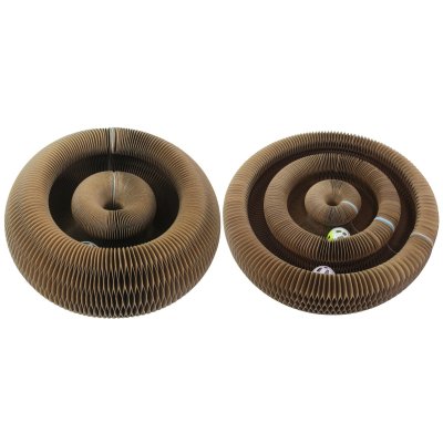 Zoom bild av klösdragspel magic cat scratching board klös kattklös kattleksak kattlabyrint wellpapp brun companion