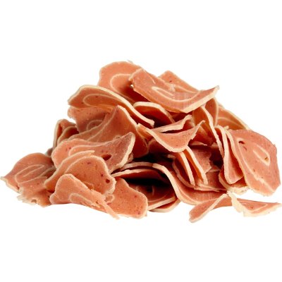 Zoom bild av hundgodis hundsnacks belöningsgodis lamm lammkött lamb tunna slice sockerfri naturlig companion sandwich slice